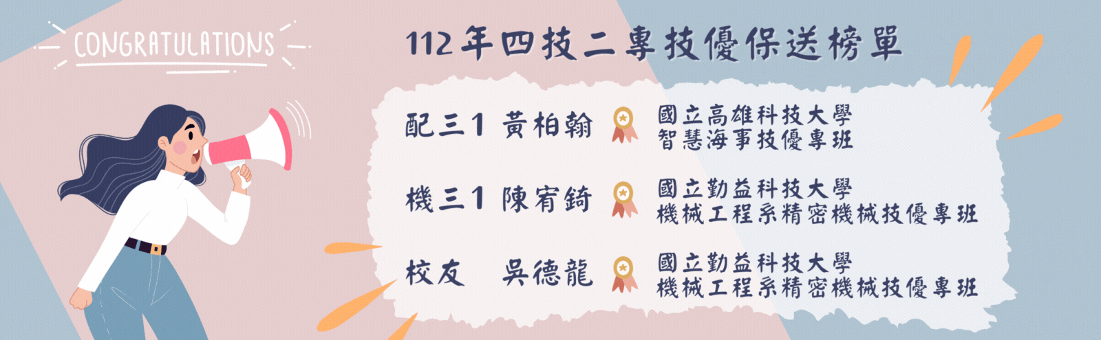 四技二專技優保送榜單