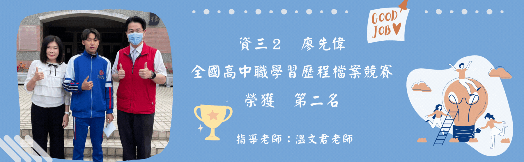 資三2 廖先偉參加全國高中職學習歷程檔案競賽榮獲第二名